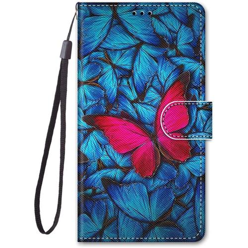 Cuir Coque Pour Huawei Y6 2019/Honor 8a Antichoc Avec Support Clapet Design Silicone Animal Motif Dr?Le Etui Bumper 360 Kickstand Case Cover Housse Fille Femme Homme Portefeuille - Papillon