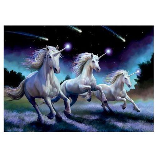 Puzzle Licornes Dans La Nuit Etoilee 1000 Pieces, Adulte - Collection Anne Stokes - Nouveaute - Puzzle Animaux Fantastiques Et Carte