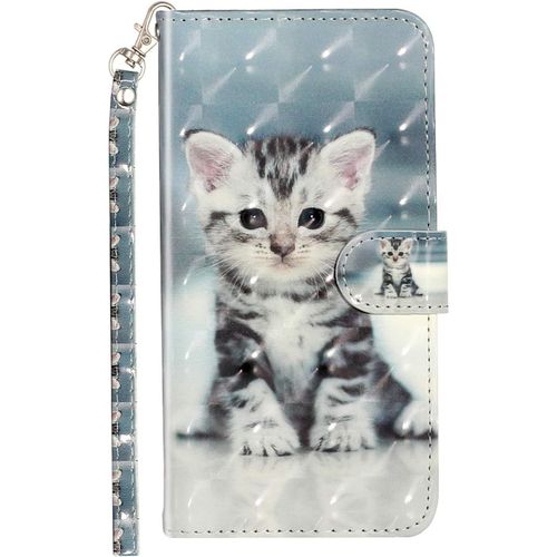 Cuir Coque Pour Iphone 5/5s/Se 2016 Antichoc Avec Support Clapet Design Silicone Animal Motif Dr?Le Etui Bumper 360 Kickstand Case Cover Housse Fille Femme Homme Portefeuille - Chat