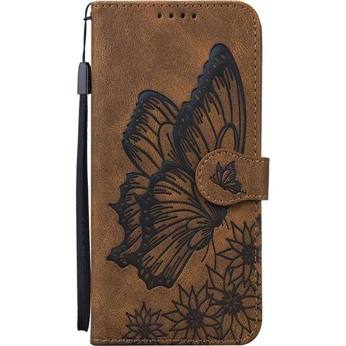 Cuir Coque Pour Iphone 6 Plus/6s Plus/7 Plus/8 Plus Antichoc Avec Support Clapet Design Silicone Papillon Motif Dr?Le Bumper Kickstand Case Cover Housse Fille Femme Homme Portefeuille - Marron