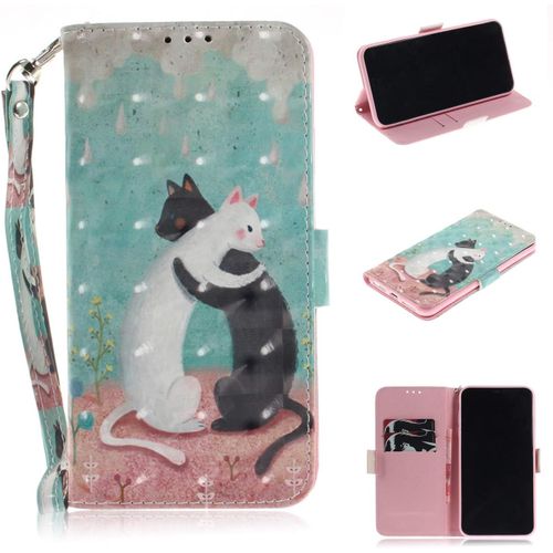 Cuir Coque Pour Iphone 5/5s/Se 2016 Antichoc Avec Support Clapet Design Silicone Animal Motif Dr?Le Etui Bumper 360 Kickstand Case Cover Housse Fille Femme Homme Portefeuille - Chat
