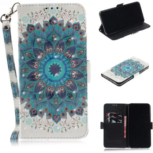 Cuir Coque Pour Samsung Galaxy S9 Antichoc Avec Support Clapet Design Silicone Animal Motif Dr?Le Etui Bumper 360 Kickstand Case Cover Housse Fille Femme Homme Portefeuille - Mandala