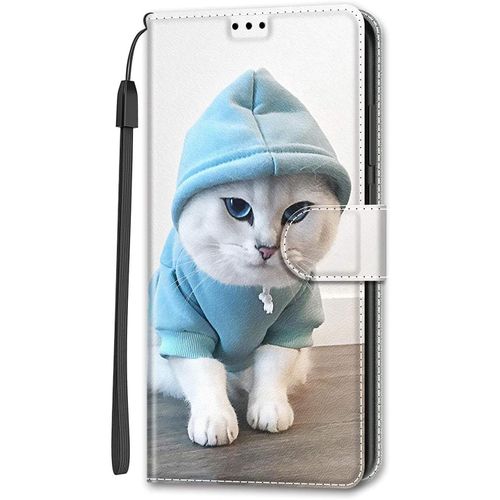 Cuir Coque Pour Xiaomi Redmi 7a Antichoc Avec Support Clapet Design Silicone Animal Motif Dr?Le Etui Bumper Kickstand Case Cover Housse Fille Femme Homme Portefeuille - Chat