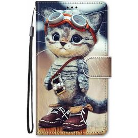 Coque Pour Honor 90 Lite 5g Cuir Antichoc Avec Support Clapet Design Silicone Motif Dr?Le Etui Bumper Kickstand Case Cover Housse Fille Femme Homme Portefeuille - Chat