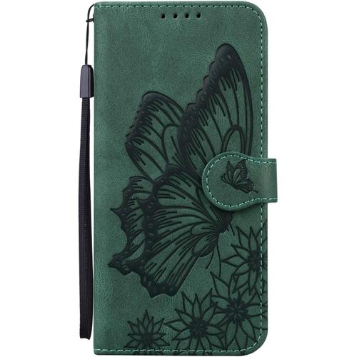 Cuir Coque Pour Huawei P30 Lite Antichoc Avec Support Clapet Design Silicone Papillon Motif Drole Etui Bumper 360 Kickstand Case Cover Housse Fille Femme Homme Portefeuille - Vert