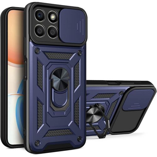 Coque Pour Honor X8 5g/Honor 70 Lite 5g/Honor X6 4g/X6s Avec Cache Webcam & Support Annulaire A 360 Degres, Anti-Chute Etui Housse Compatible Avec Support De Voiture Magnetique, Bleu