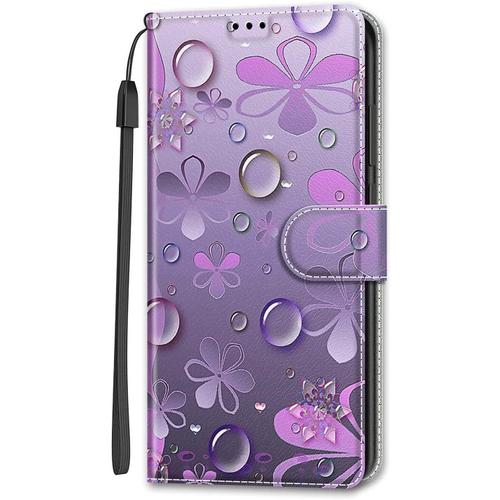 Cuir Coque Pour Iphone Se 2020/Iphone 8/Iphone 7 Antichoc Avec Support Clapet Design Silicone Animal Motif Dr?Le Etui Bumper Kickstand Case Cover Housse Fille Femme Homme Portefeuille - Mauve