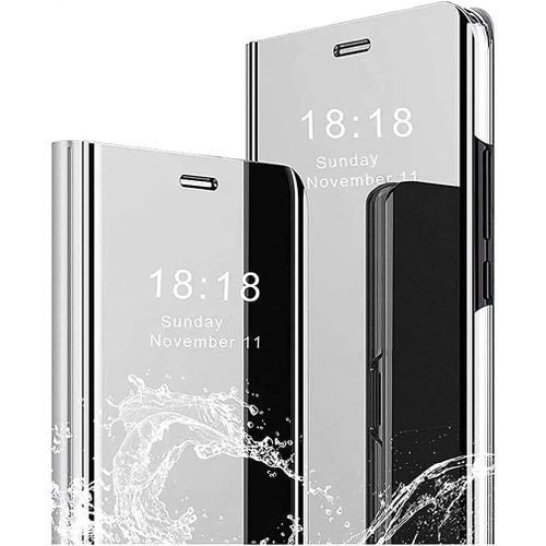 Coque Pour Honor X6 / Honor X8 5g / Honor 70 Lite, Elegant Mirror Standing Flip Etanche Ultra Mince Antichoc Anti-Rayures Coque Etui Housse - Argent