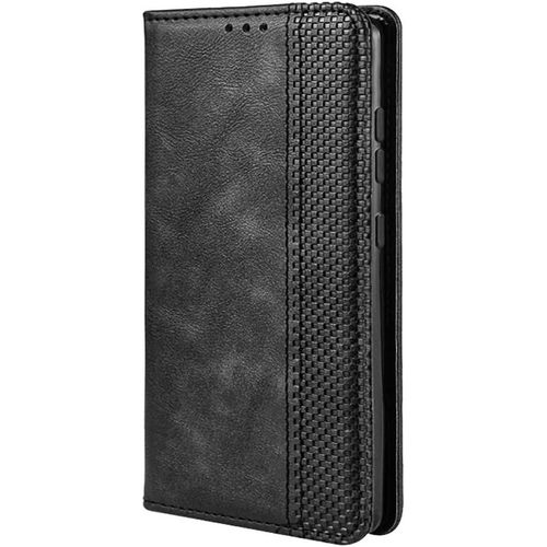 Coque Housse Folio En Cuir Pour Oneplus Nord, Premium Pu/Tpu Flip Etui Portefeuille Avec Fentes Pour Cartes, Pochette Protector Etui Case Cover - Noir