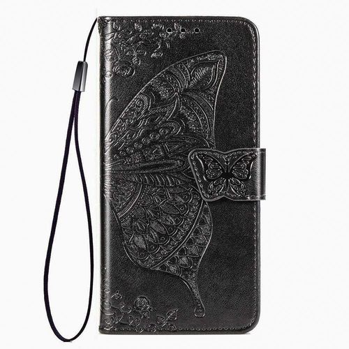 Coque Pour Huawei P Smart 2020, Housse Pu/Tpu Flip Cuir Portefeuille Etui Avec Especes Et Carte Fente, Papillon 3d Telephone Case Protection Cover Noir