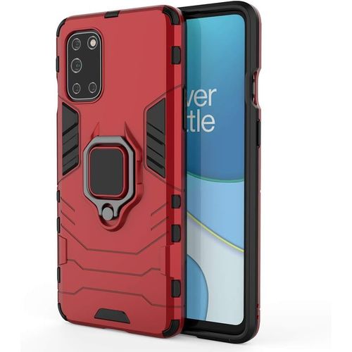 Coque Pour Oneplus 8t, Housse Tpu/Pc Armor Etui Avec Holder Support, Hybrid Silicone Case Antichoc Bumper Cover, Rouge