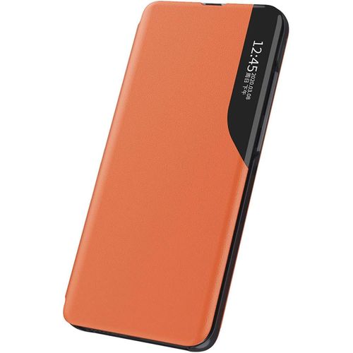 Coque Pour Samsung Galaxy Note 20 Ultra 5g, Prime Etui Housse A Cuir Pu Rabat Avec Clear Afficher Fenetre, Flip Case Cover Avec Support Pliable, Orange