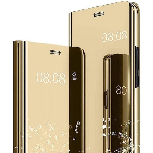 Coque Compatible Avec Honor X8 5g / Honor X6, Case Cuir Etui Flip Clair Anti-Empreintes Makeup Housse Avec Fonction Stand. Or