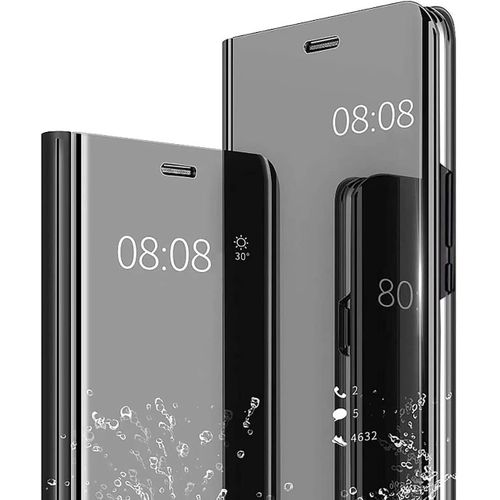 Coque Compatible Avec Honor X8 5g / Honor X6, Case Cuir Etui Flip Clair Anti-Empreintes Makeup Housse Avec Fonction Stand. Noir