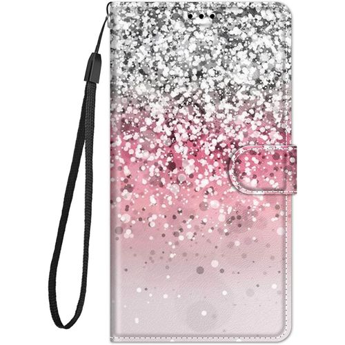 Coque Compatible Pour Huawei Honor X8 5g/Honor X6/Honor 70 Lite Etui Silicone Pu Cuir Magnetique Clapet A Rabat Support Motif Dr?Le Portefeuille Kickstand Bumper Housse Cover, Rose Argente