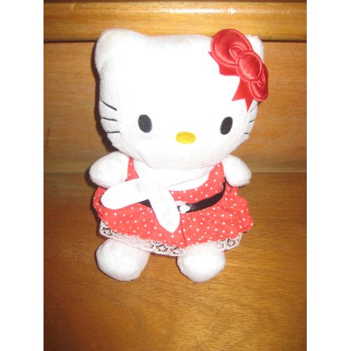 Poupée Doudou Hello Kitty Robe À Pois Rouge Sanrio 21 Cm