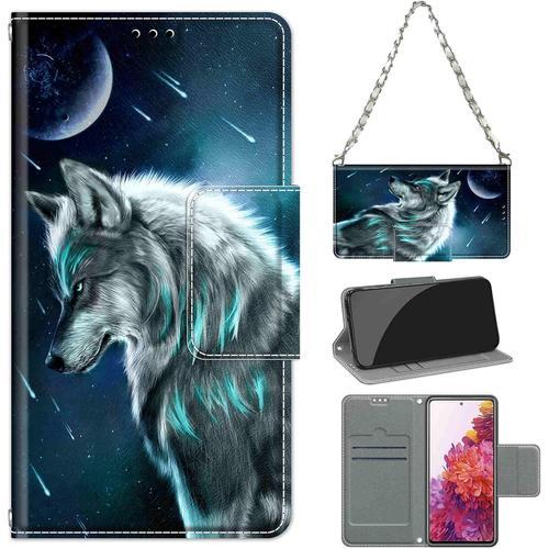 Coque Pour Samsung Galaxy S20 Fe Fan Edition, Housse Protection Etui Premium En Cuir Pu,Pochette Fermeture Magnetique,Flip Case Compatible Avec (Samsung S20 Fe 4g / 5g), Chaine Lanyard