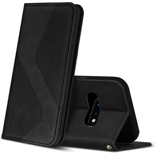 Coque Pour Samsung Galaxy S10e, Premium Etui Housse En Cuir De Protection Avec [Emplacements Cartes] [Magnetique], Clapet Folio Portefeuille Pour Samsung Galaxy S10e (Noir)