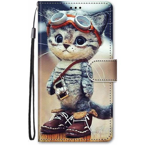 Coque Pour Honor X6 / Honor X8 5g / Honor 70 Lite Cuir Antichoc Avec Support Clapet Design Silicone Motif Dr?Le Etui Bumper Kickstand Case Cover Housse Fille Femme Homme Portefeuille - Chat