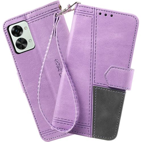 Coque Compatible Avec Oneplus Nord 2t 5g, Portefeuille Housse En Cuir Pu Pour Oneplus Nord 2t 5g, Magnetique Antichoc Flip Coque, Violet