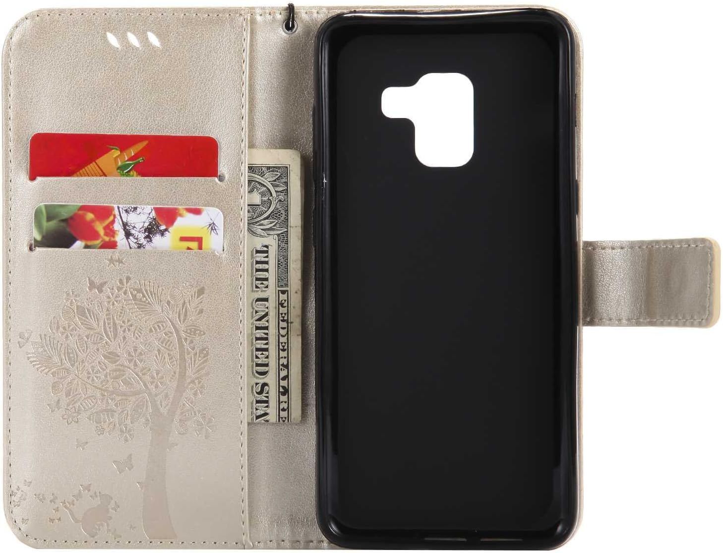 Coque Pour Galaxy A8 2018, Etui En Cuir Pu Portefeuille, Ant... - 4