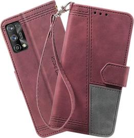 Coque Compatible Avec Oppo Realme 7 Pro, Portefeuille Housse En Cuir Pu Pour Realme 7 Pro, Magnetique Antichoc Flip Coque, Vin Rouge
