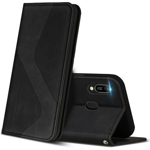 Coque Pour Huawei Y6 2019, Premium Etui Housse En Cuir De Protection Avec [Emplacements Cartes] [Magnetique], Clapet Folio Portefeuille Pour Huawei Y6 2019 (Noir)