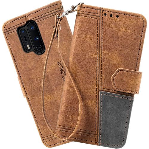 Coque Compatible Avec Oneplus 8 Pro, Portefeuille Housse En Cuir Pu Pour Oneplus 8 Pro, Magnetique Antichoc Flip Coque, Brun