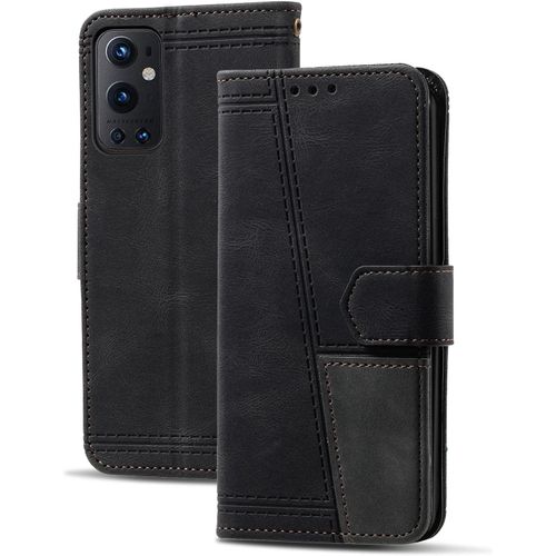 Coque Compatible Avec Oneplus 9 Pro, Portefeuille Housse En Cuir Pu Pour Oneplus 9 Pro, Magnetique Antichoc Flip Coque, Noir