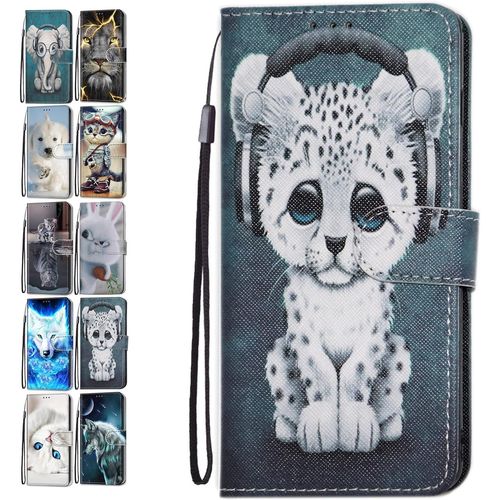 Portefeuille Coque Pour Samsung Galaxy S6 Edge Cuir Flip Case Cover Motif Avec Fentes De Carte Pochette A Rabat Protecteur Etui Housse - Leopard