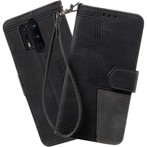 Coque Compatible Avec Oneplus 8 Pro, Portefeuille Housse En Cuir Pu Pour Oneplus 8 Pro, Magnetique Antichoc Flip Coque, Noir