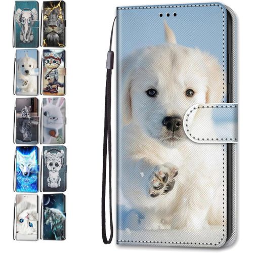Portefeuille Coque Pour Samsung Galaxy S6 Edge Cuir Flip Case Cover Motif Avec Fentes De Carte Pochette A Rabat Protecteur Etui Housse - Chien