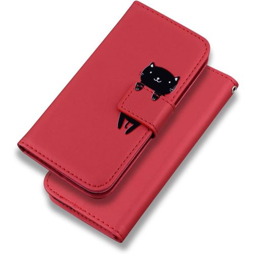 Coque Samsung Galaxy A750,Coque Samsung Galaxy A7 2018,Housse En Cuir 3d Lapin Dessin Anime,Portefeuille Etui En Protecion Pour Galaxy A750/A7-2018, Rouge