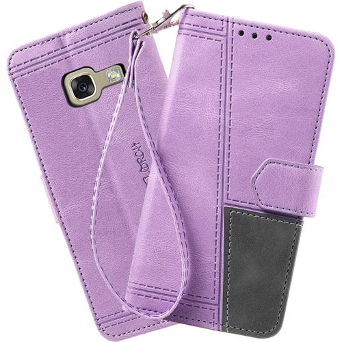 Coque Compatible Avec Galaxy A5 2017, Portefeuille Housse En Cuir Pu Pour Samsung Galaxy A5 2017, Magnetique Antichoc Flip Coque, Violet