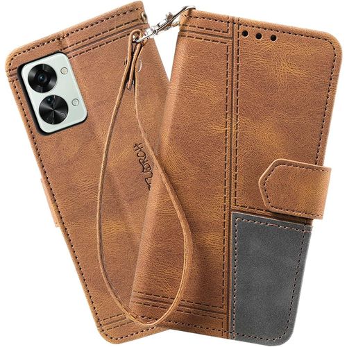 Coque Compatible Avec Oneplus Nord 2t 5g, Portefeuille Housse En Cuir Pu Pour Oneplus Nord 2t 5g, Magnetique Antichoc Flip Coque, Brun