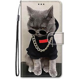 Coque Pour Honor 90 Lite 5g Cuir Antichoc Avec Support Clapet Design Silicone Motif Dr?Le Etui Bumper Kickstand Case Cover Housse Fille Femme Homme Portefeuille - Chat
