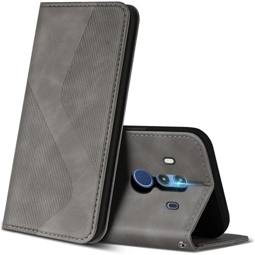 Coque Pour Huawei Mate 10 Pro, Premium Etui Housse En Cuir De Protection Avec [Emplacements Cartes] [Magnetique], Clapet Folio Portefeuille Pour Huawei Mate 10 Pro (Gris)