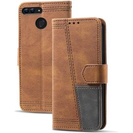 Coque Compatible Avec Huawei P Smart 2018 / Enjoy 7s / Honor 9 Lite, Portefeuille Housse En Cuir Pu Pour Huawei P Smart 2018 / Enjoy 7s, Magnetique Antichoc Flip Coque, Brun