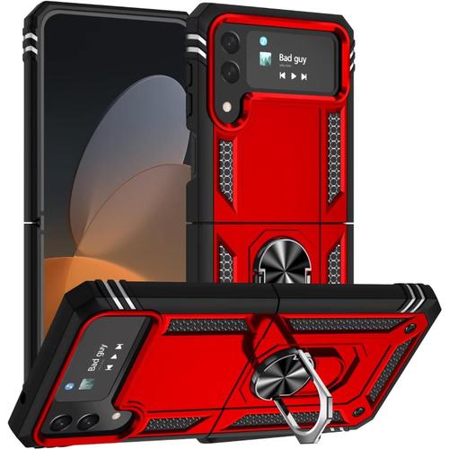 Housse Etui Pour Samsung Galaxy Z Flip 4 Coque, Robuste, Résistant Aux Chutes, Protection Tout Compris Etui Cover Pour Samsung Galaxy Z Flip 4 Rouge