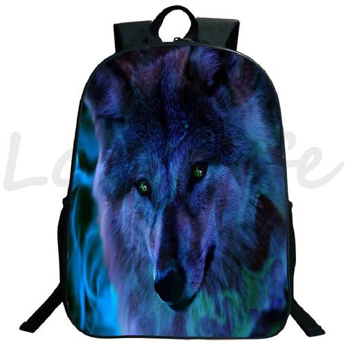 Ice Fire Wolf-sac à Dos De Grande Capacité Pour Adolescents Sacs D'école Sac à Dos étudiant Sac à Dos Décontracté Sac De Voyage Pour Hommes Sac à Dos Pour Enfants 16 Pouces 3d