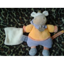 ANE PANTIN SEMI-PLAT GRAINE DE DOUDOU AVEC SON MOUCHOIR DOUDOU ET COMPAGNIE 20 CM
