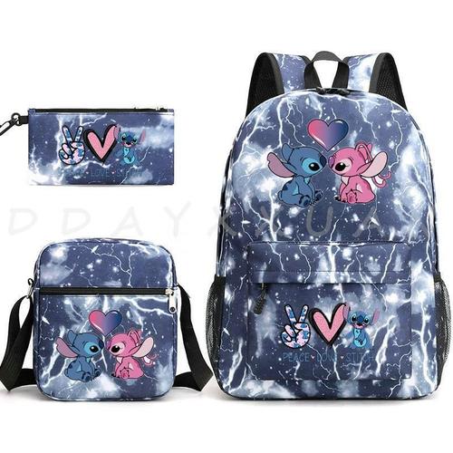 Sacs à Dos Can O Matchs Stitch Pour Enfants Sacs D'école En Toile Pour Garçons Et Filles Cartable Mochila Pour étudiants Sac De Voyage Ensemble De 3 Pièces