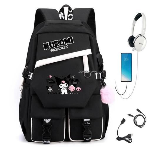 Melody Kuromi Patchwork School Bags Junior High School Backpack Travel Sports Casual Laptop Teens Men Women