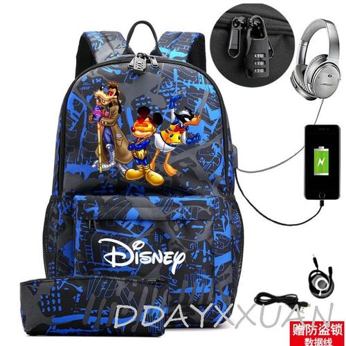 Sac à Dos Disney Mickey En Toile Multifonction Avec Chargeur Usb Pour Voyage Pour étudiants Adolescents Garçons Et Filles Pour L'école Et Les Femmes