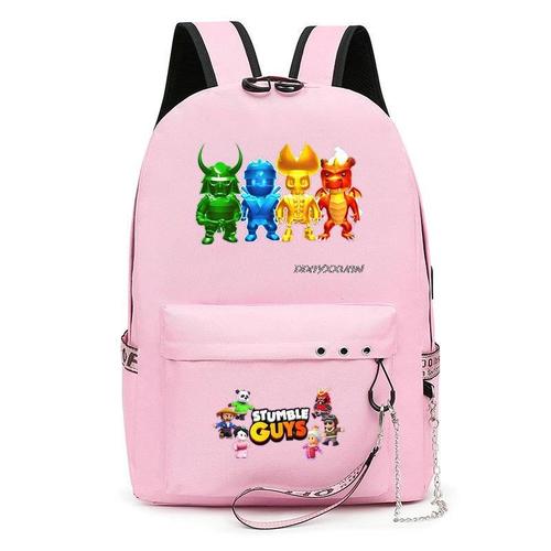 Stumble Guys-sac à Dos D'École Pour Fille Et Garçon Avec Chargeur Usb Étanche Pour Adolescent