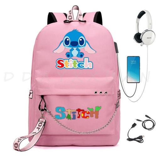 Sac à Dos En Toile Can O And Stitch Pour étudiants Sac D'école Multifonction Chargement Usb Voyage Adolescents Garçons Filles