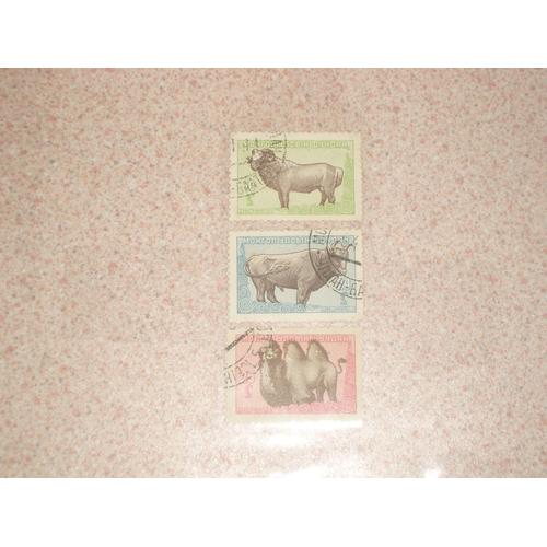 Mongolie , Lot De 3 Timbres , Thème Animaux