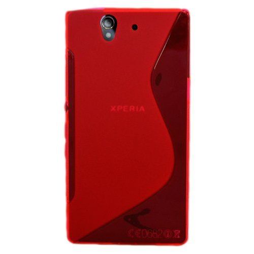 Housse Etui Coque Silicone Gel Rouge Pour Sony Xperia Z + Film Écran
