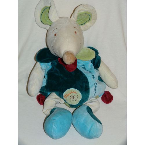 Souris Range Pyjama Doudou Et Compagnie Filousine Bleu Vert Blanc Rouge Collector 68 Cm