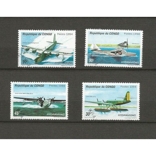 Série 4 Timbres Du Congo, Thème "Hydravions" 1994